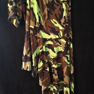 Ashley Stewart Camouflage Asymmetrical Blouse